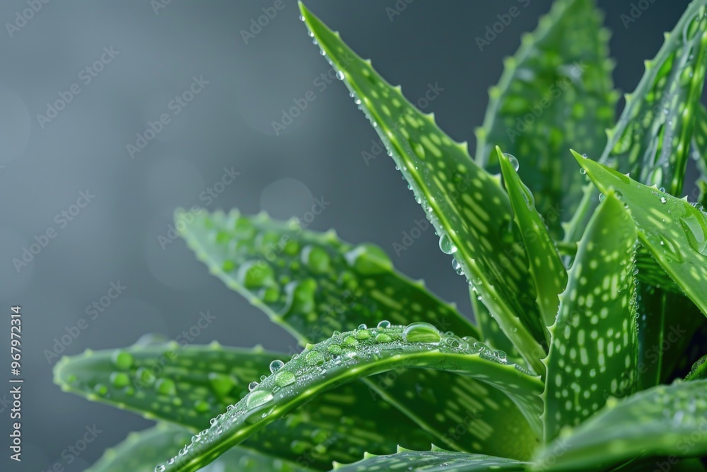 Sticker A close-up view of a plant with water droplets glistening on its leaves, great for nature-inspired designs and illustrations