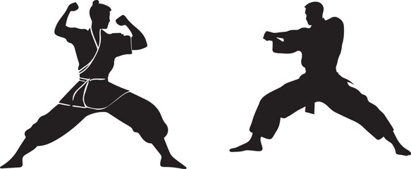 Black Silhouette Martial artist striking a pose © AP vector & Png