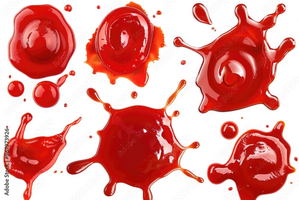 Poster a close-up shot of vibrant red liquid splashing onto a clean white surface, great for representing e