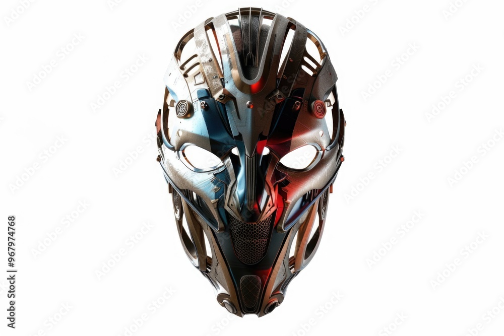 Poster a close-up shot of a mask on a white background, great for creative projects and design needs