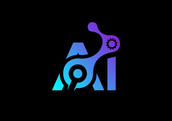 AI logo artificial intelligence and magnifying glass icon. Search or find and AI generated. Search tool, explore. Search pictogram or logo