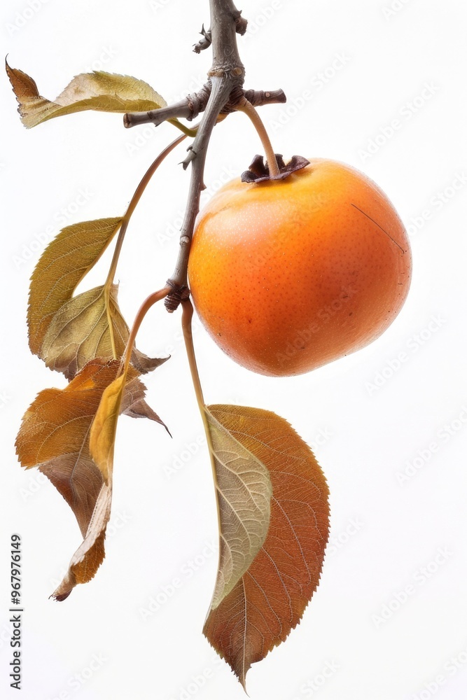 Poster close-up of a fruit hanging from a tree branch, great for food or nature related concepts