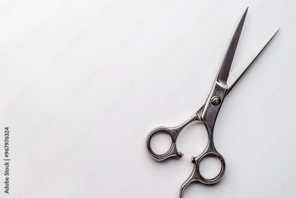 Aufkleber A pair of scissors resting on a table surface