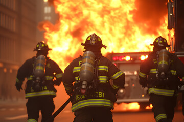 Fire Truck with Firefighters in Action | Emergency Response and Firefighting Operations