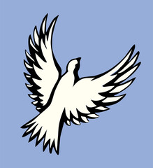 Vector drawing. Cute flying dove
