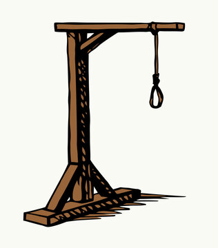 Vector drawing. Wooden gallows with loop