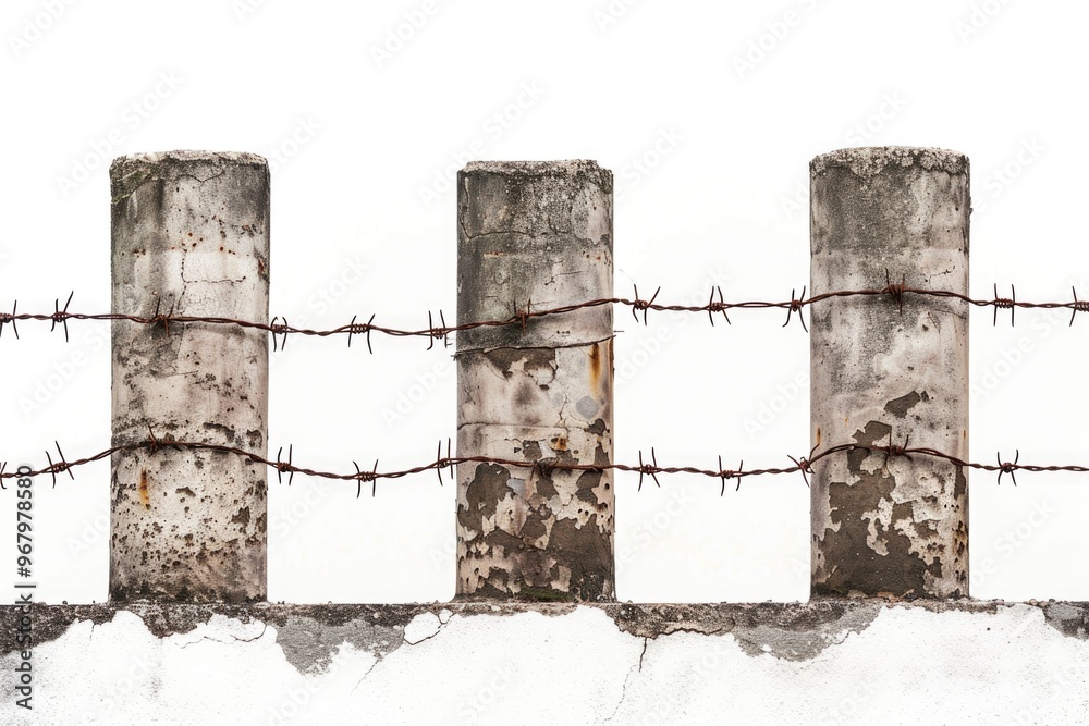 Aufkleber a fence with sharp edges and metal wires at the top, often used for security or boundary marking