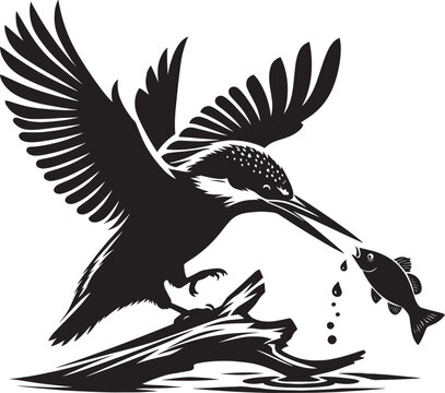 recommend clip art: Beautiful kingfisher bird flying Silhouette vector illustration isolated on a white background
