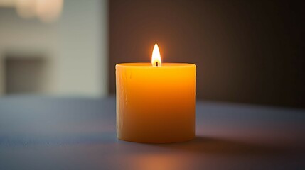 Single Burning Candle on White Table