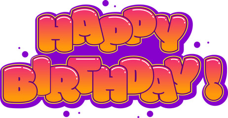 Vibrant, editable graffiti design for birthday festivities. Ideal for creating unique cards, celebratory clip art, and joyful congratulatory messages. Funky and colorful designs.