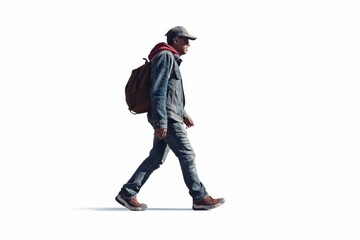 Fototapeta premium A person carrying a backpack on their back, potentially going on an adventure or hike