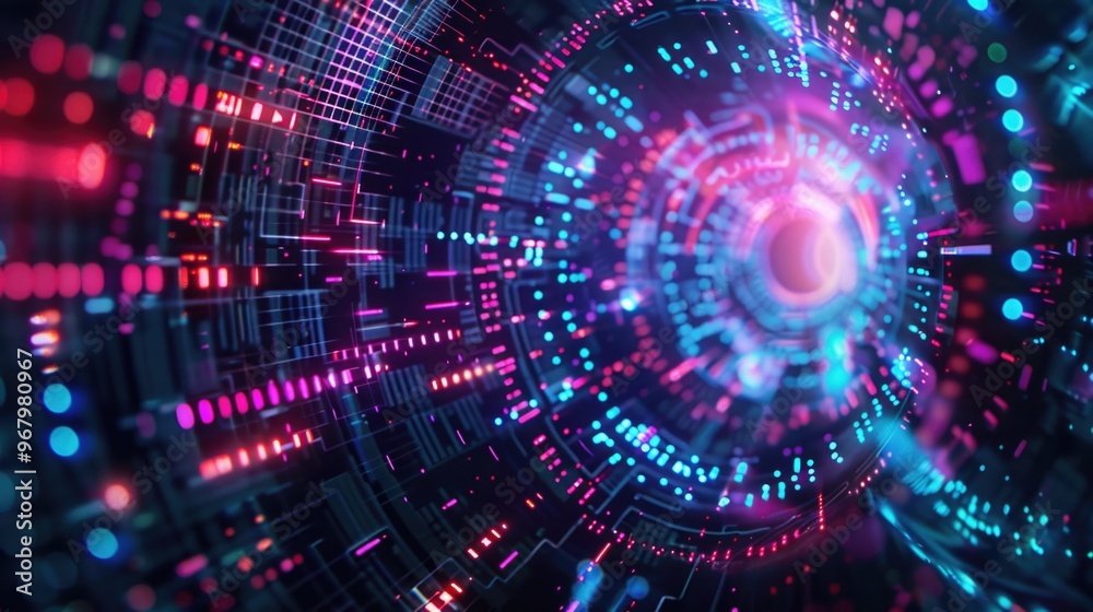 Aufkleber a close-up view of a spiral shape with bright lights shining through