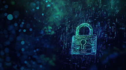 Digital data security padlock on futuristic circuit board, Safety, protection and security concept