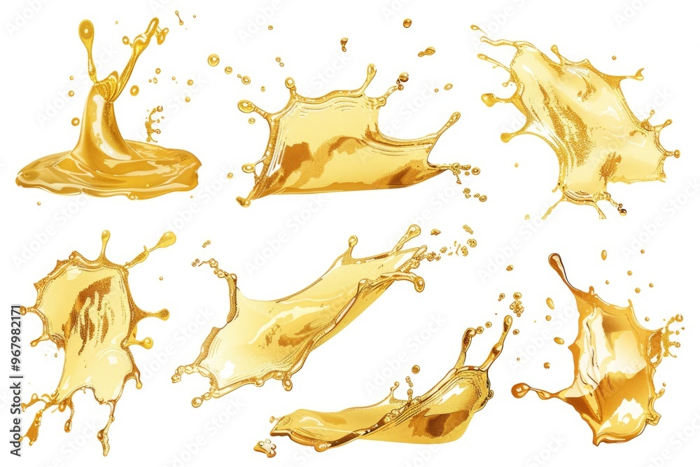 Poster A collection of colorful splashes on a clean white surface, great for backgrounds or design elements