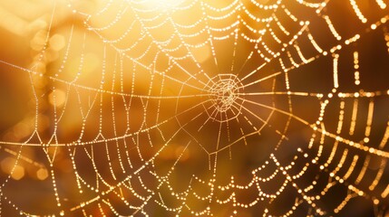 Naklejka premium Spider Web Dew Drops