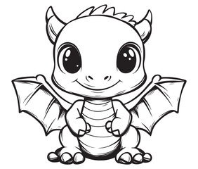 Cute vector illustration Dragon drawing for kids page