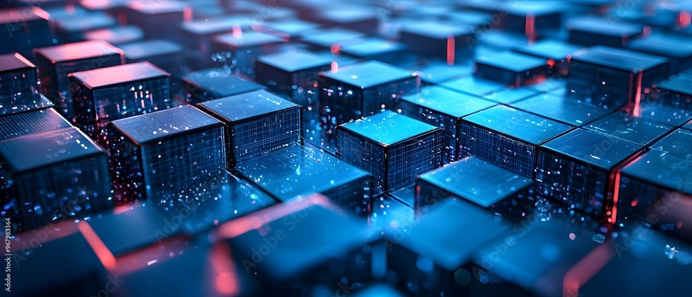 Poster Futuristic Digital Grid   Abstract 3D Visualization of Website Architecture and Backend Development