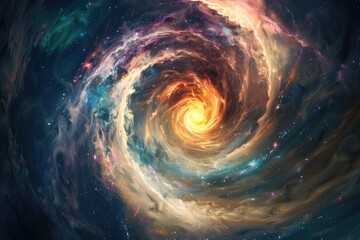 A spiral shape appears in the sky, possibly related to weather phenomena or astronomical events