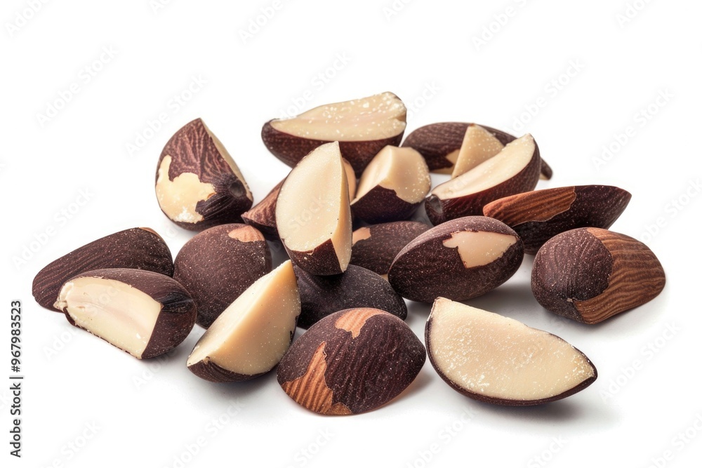 Poster a heap of various nuts on a clean, white background