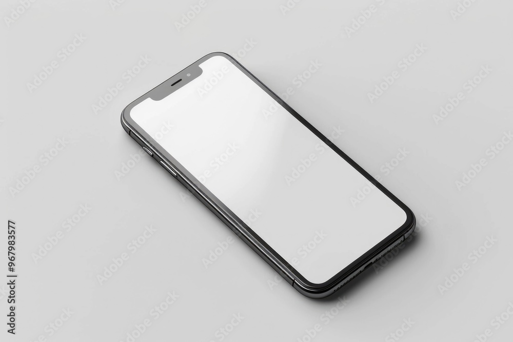 Poster close-up of a cell phone with a blank screen, ideal for use in scenes depicting digital detox or min