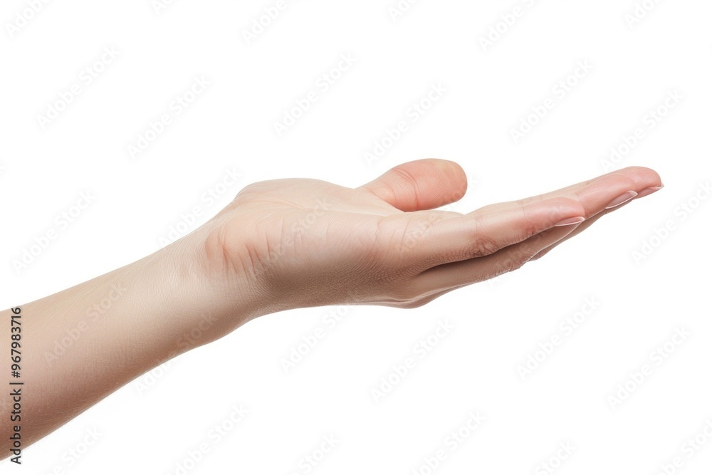 Poster a person holding a small object, possibly a key or tool, with a simple background