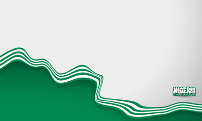 Gradient white and green background design with wavy green white ribbon