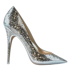 Silver Glitter High Heel Shoe
