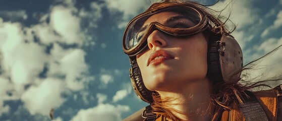 Courageous Female Pilots Flying Aircraft During Wartime Engaging in Air Raids or Delivering Critical Supplies to the Front Lines in a Photography Concept with Copy Space for Text