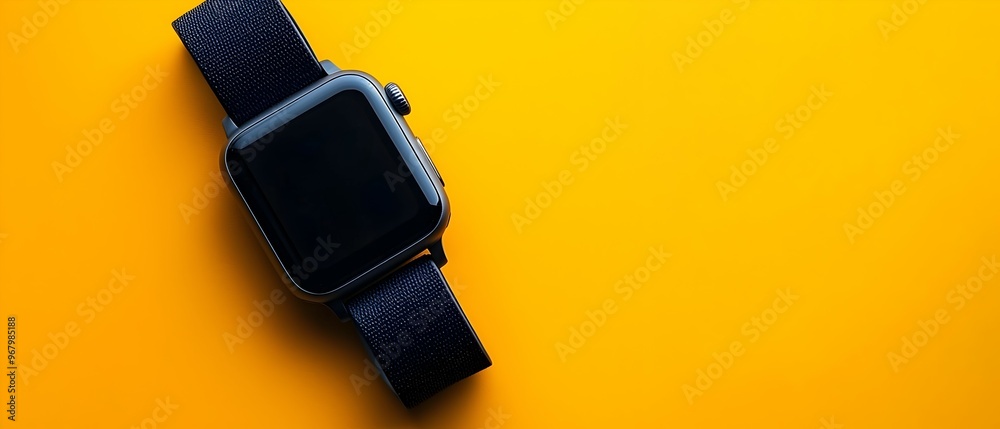 Poster smartwatch displaying responsive website layout and wearable tech mockup of a digital device showcas