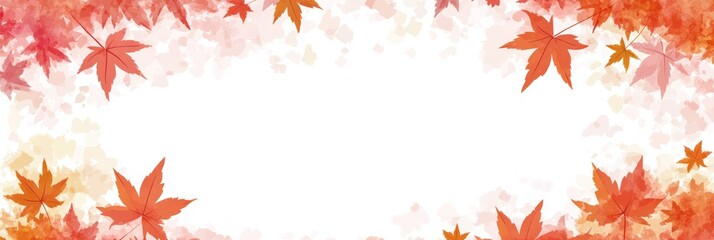 Fototapeta premium Colorful autumn leaves in shades of red and orange form a lovely border, ideal for autumn-inspired backgrounds and designs