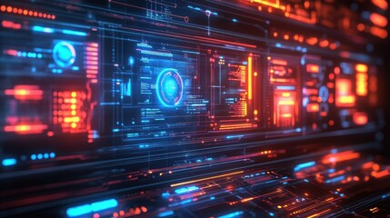 Fototapeta premium Illuminating the Future: A Striking Glimpse into Futuristic Digital Technology