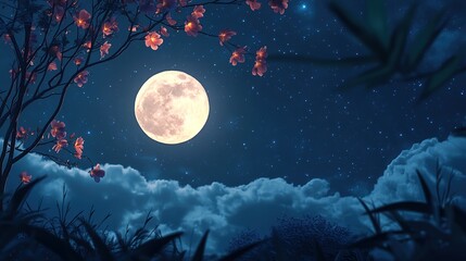 Sky with stars and clouds