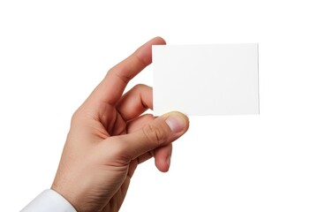 Obraz premium A person holding a blank business card, perfect for business and professional use