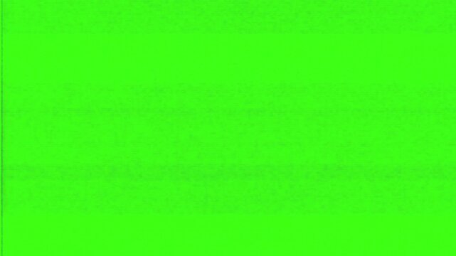 Glitch green screen. Ideal for overlay. Effect of an old TV with interference, distortion, glitches and flicker on green screen. Chromakey.