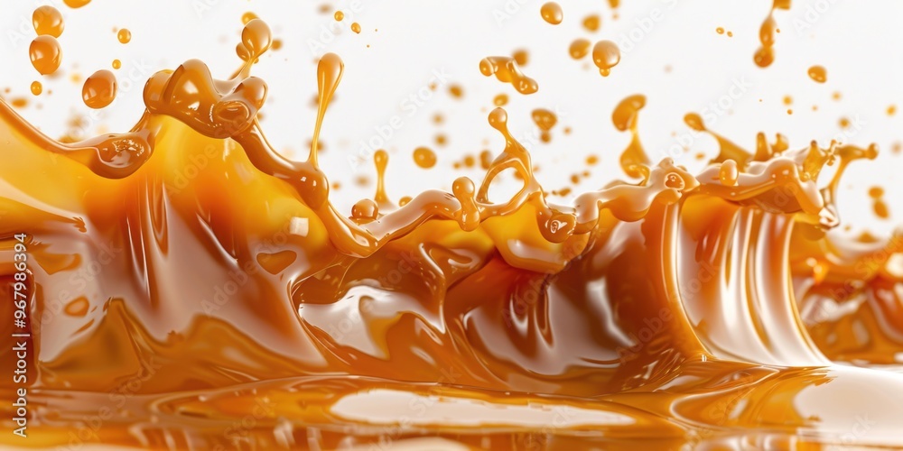 Poster A small amount of liquid splashes onto a white surface, creating a distinctive pattern
