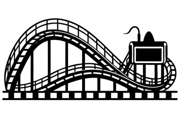 Roller Coaster Silhouette Vector, Rollercoaster Black flat icon
