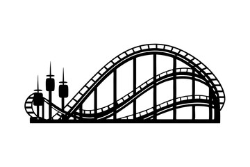 
Roller Coaster Vector Silhouette, Rollercoaster Black Clip art	

