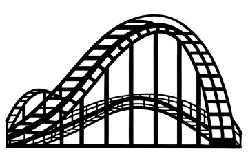 Roller Coaster Silhouette Vector, Rollercoaster Black flat icon
