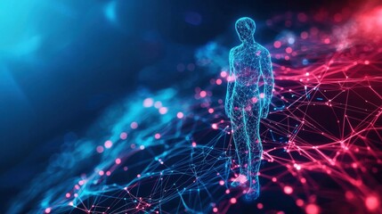 Branching Network of Support: Human figures standing at the center of a web of glowing lines, which extend outward like the branches of a tree