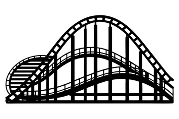 Roller Coaster Silhouette Vector, Rollercoaster Black flat icon
