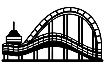 Roller Coaster Silhouette Vector, Rollercoaster Black flat icon
