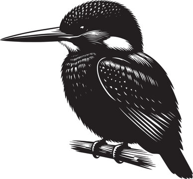 recommend clip art: Beautiful kingfisher bird flying Silhouette vector illustration isolated on a white background