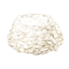 Boiled rice, a duet for an Asian dish. Hand drawn watercolor illustration, isolated on white background