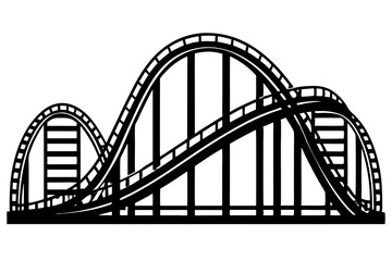Roller Coaster Silhouette Vector, Rollercoaster Black flat icon
