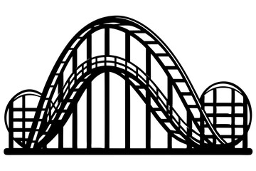 Roller Coaster Silhouette Vector, Rollercoaster Black flat icon
