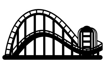 Roller Coaster Silhouette Vector, Rollercoaster Black flat icon
