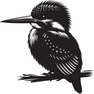 recommend clip art: Beautiful kingfisher bird flying Silhouette vector illustration isolated on a white background