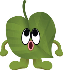 betel leaf mascot looking up in amazement