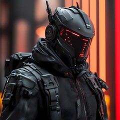 Cyberpunk Warrior HighTech Helmet and Armor