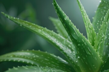 Close-up shot of a plant with tiny water droplets glistening on its surface